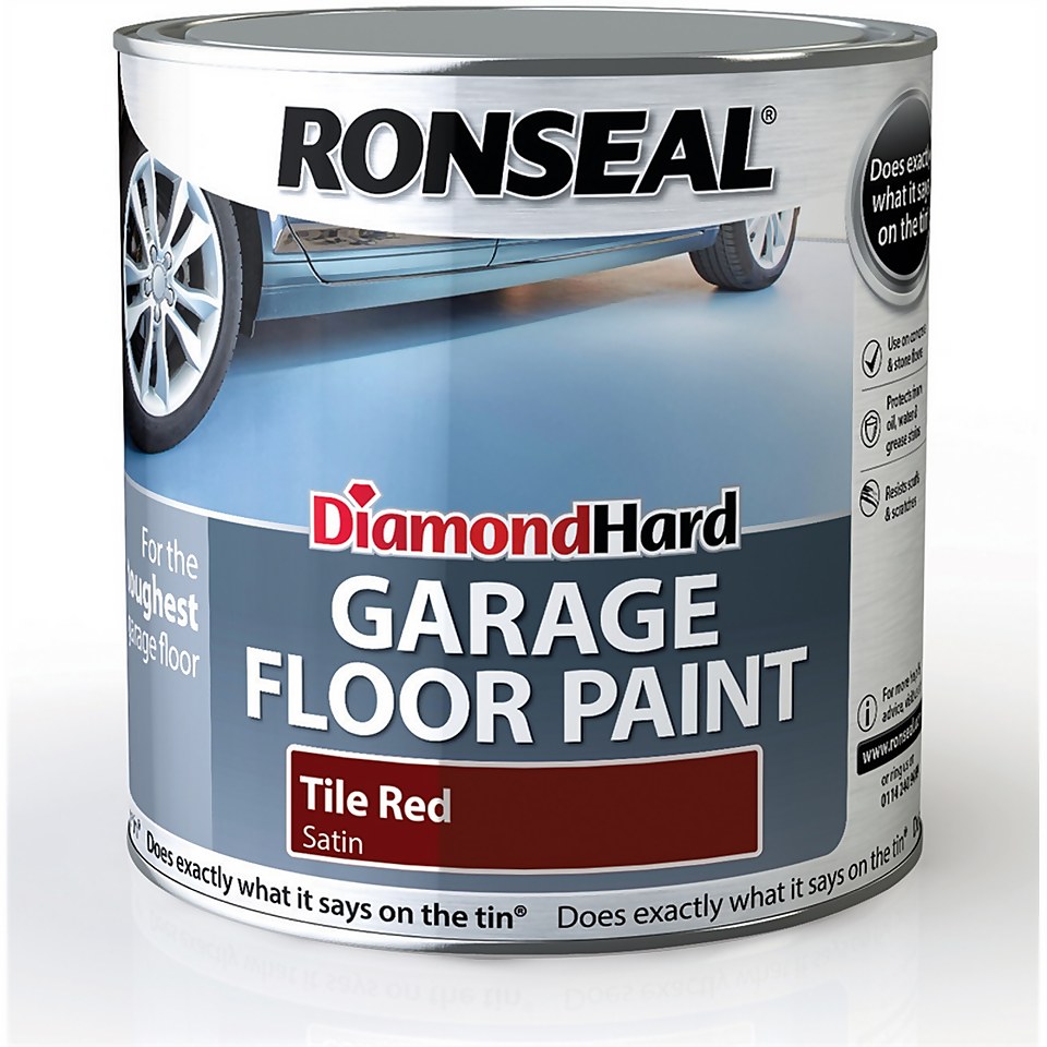 Ronseal Diamond Hard Tile Red - Garage Floor Paint - 2.5L