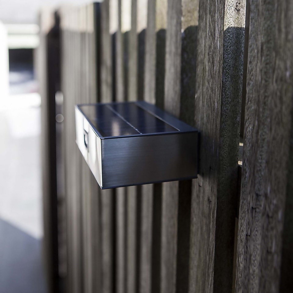 Lutec Brick Solar LED Outdoor Wall Light with PIR Motion Sensor