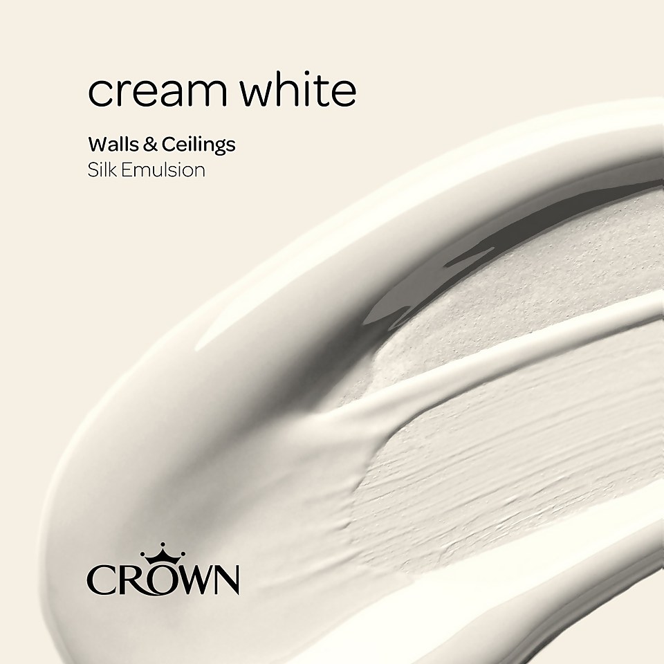 Crown Walls & Ceilings Silk Emulsion Paint Cream White - 2.5L