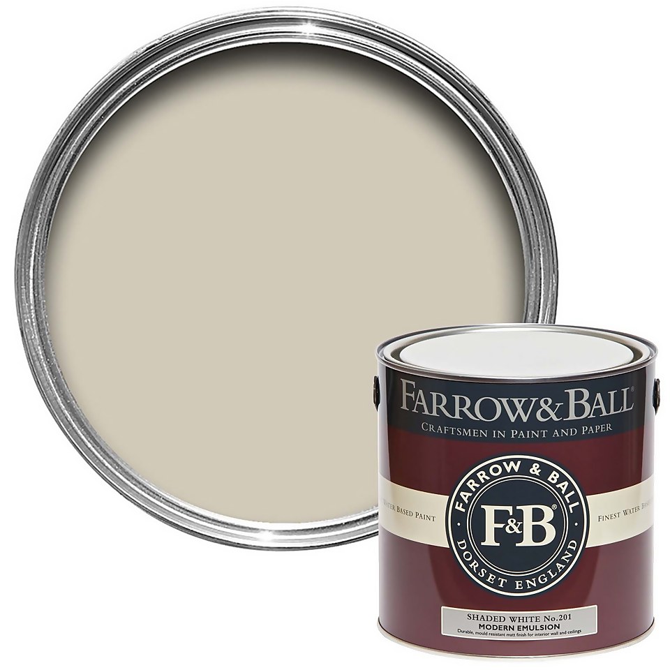 Farrow & Ball Modern Matt Emulsion Paint Shaded White - 2.5L