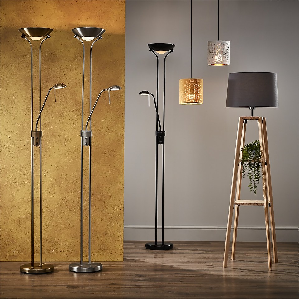 Black Father and Child Floor Lamp