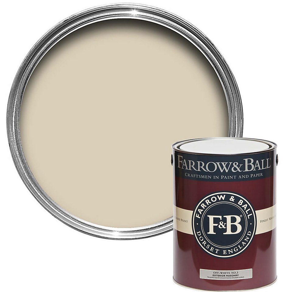 Farrow & Ball Exterior Masonry Matt Paint Off-White No.3 - 5L