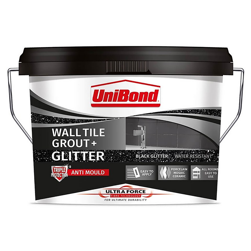 UniBond UltraForce Wall Tile Grout Black Glitter 3.2kg