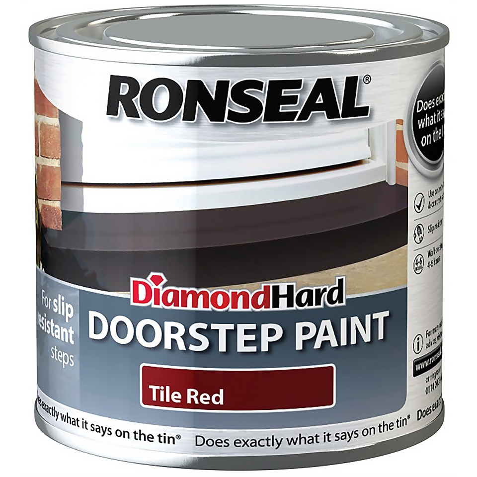 Ronseal Diamond Hard Tile Red - Doorstep Satin Paint - 250ml