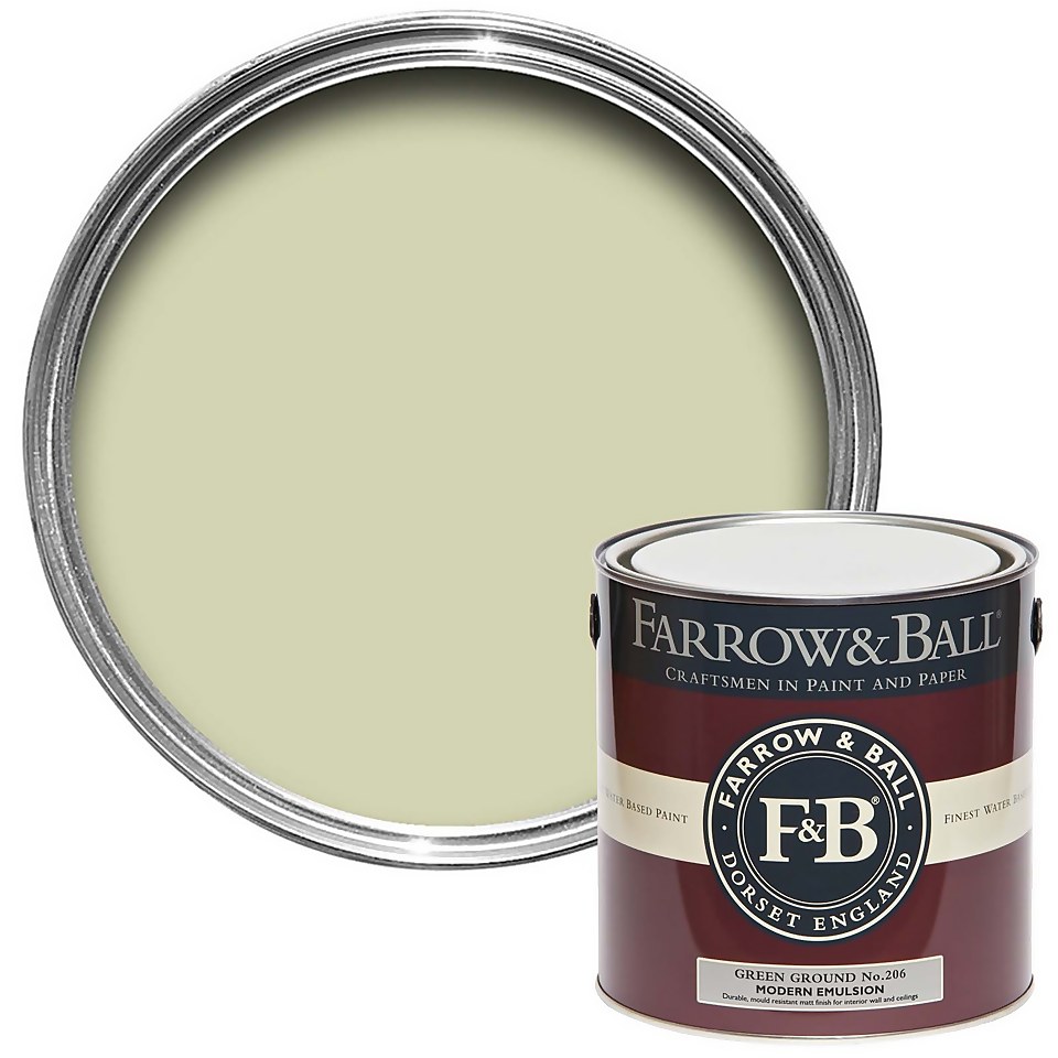 Farrow & Ball Modern Matt Emulsion Paint Green Ground No.206 2.5L