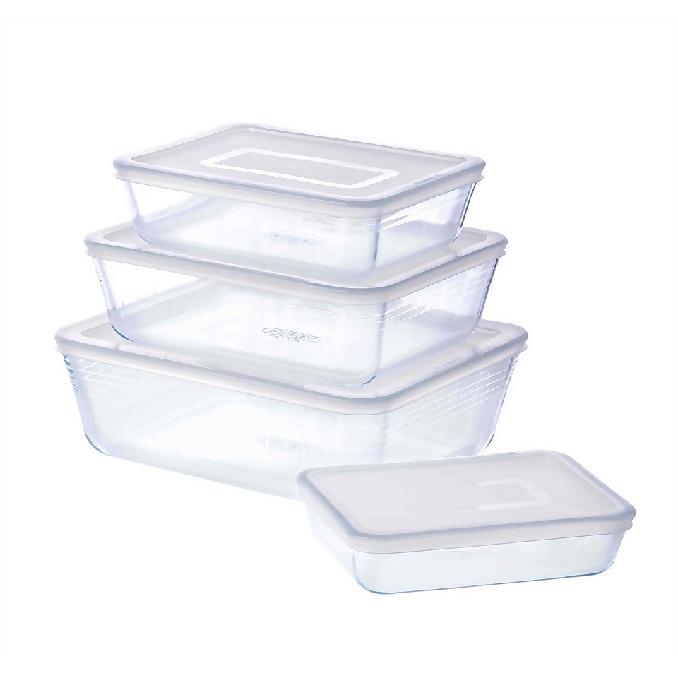 Pyrex Cook & Freeze Rectangular 4 Piece Food Storage Set - White