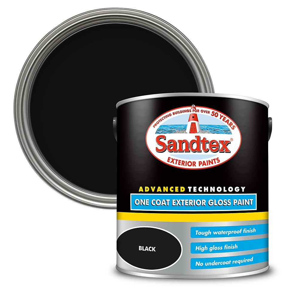 Sandtex Exterior One Coat Gloss Paint Black - 2.5L