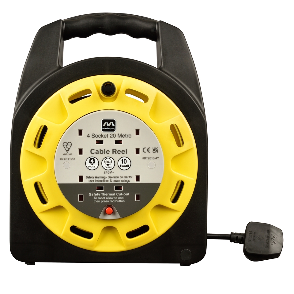 Masterplug 4 Socket Cable Reel 20m Yellow/Black