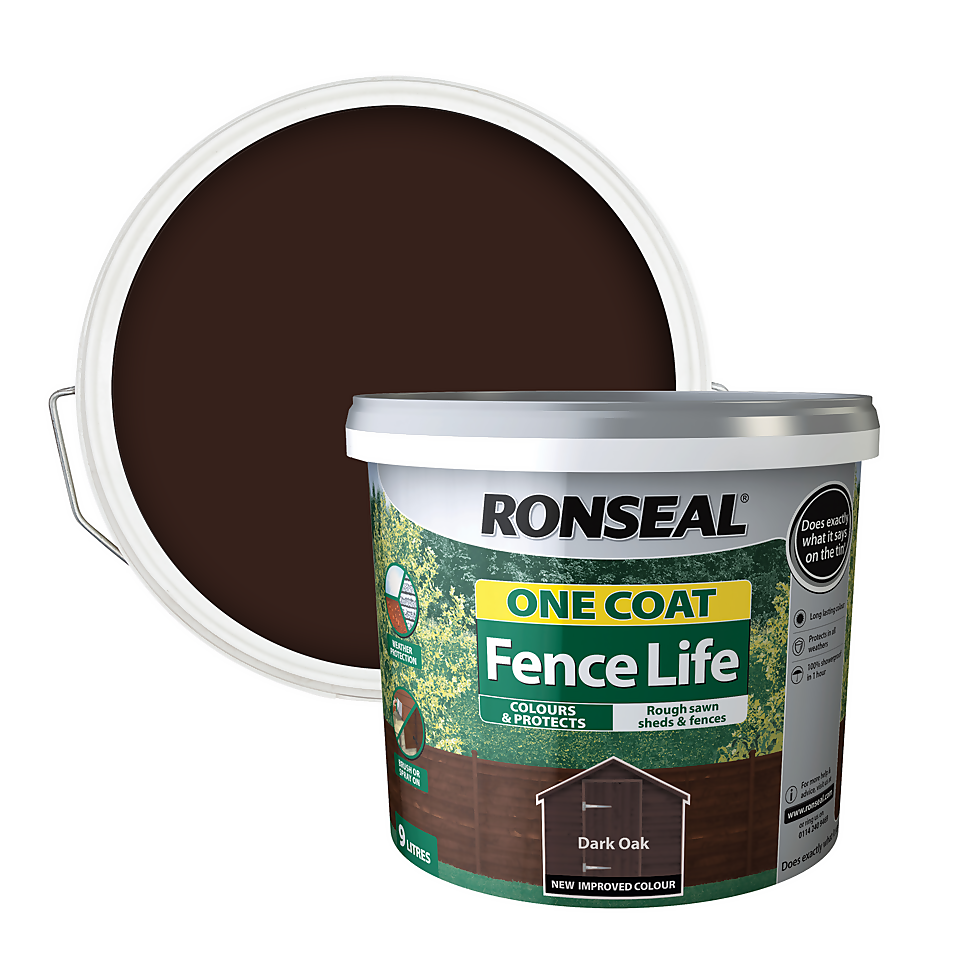 Ronseal One Coat Fence Life Paint Dark Oak - 9L