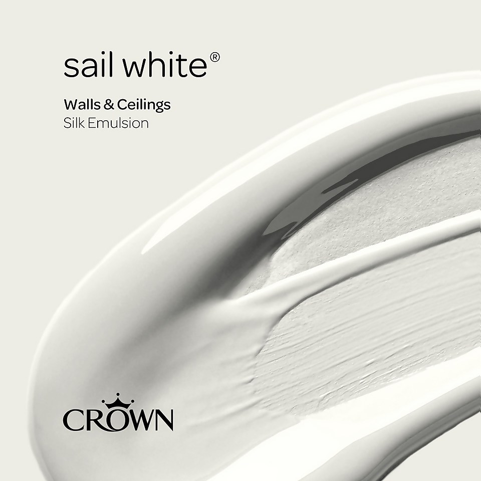 Crown Walls & Ceilings Silk Emulsion Paint Sail White - 2.5L