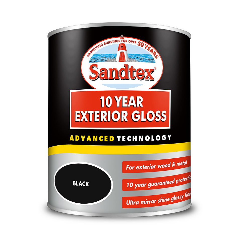 Sandtex Exterior 10 Year Gloss Paint Charcoal Black - 750ml