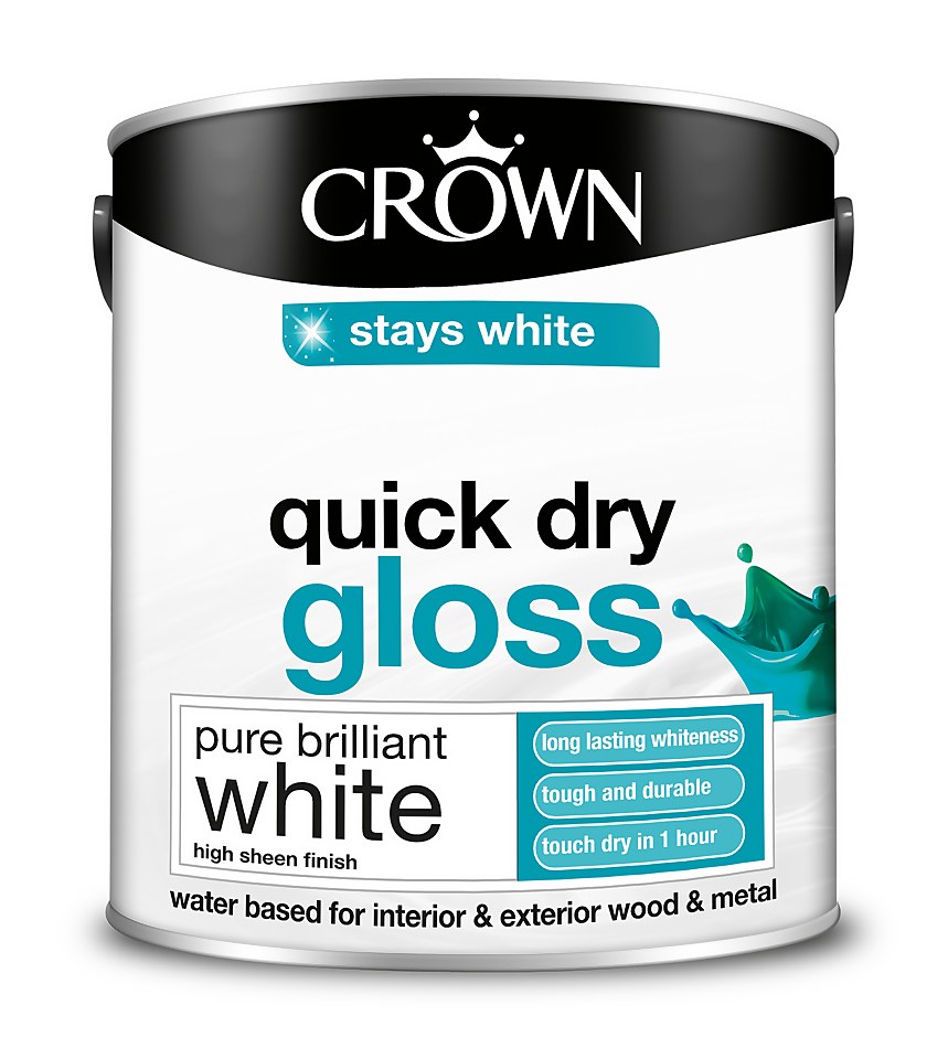 Crown Quick Drying Gloss Paint Pure Brilliant White - 2.5L