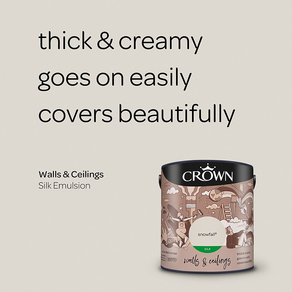 Crown Walls & Ceilings Silk Emulsion Paint Snowfall - 2.5L