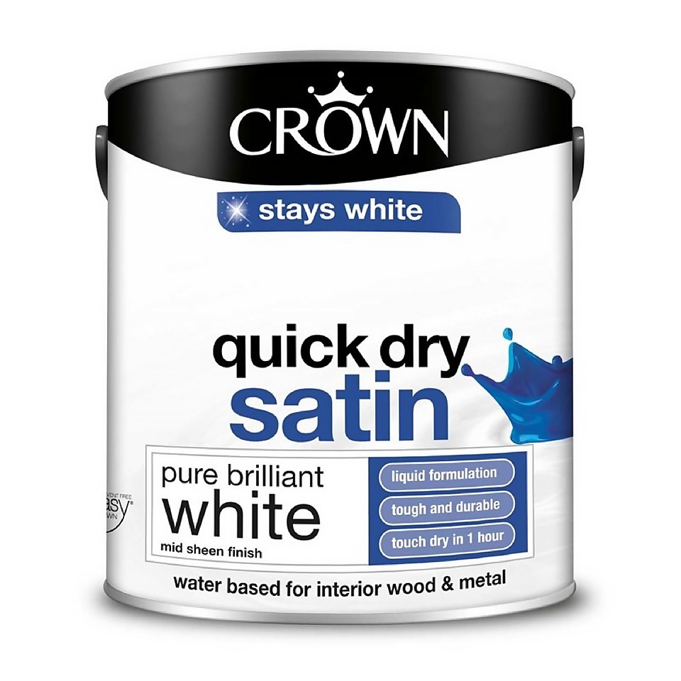 Crown Breatheasy Quick Drying Satin Paint Pure Brilliant White - 2.5L