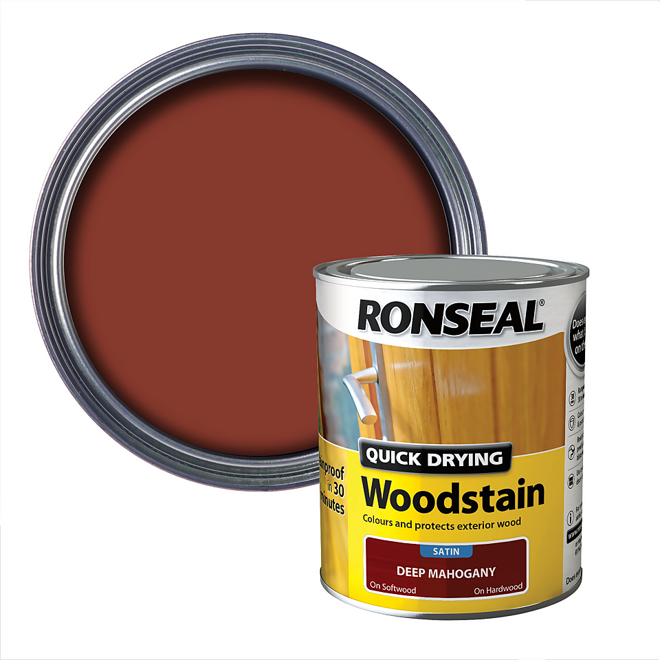 Ronseal Quick Drying Woodstain Deep Mahogany Satin - 750ml