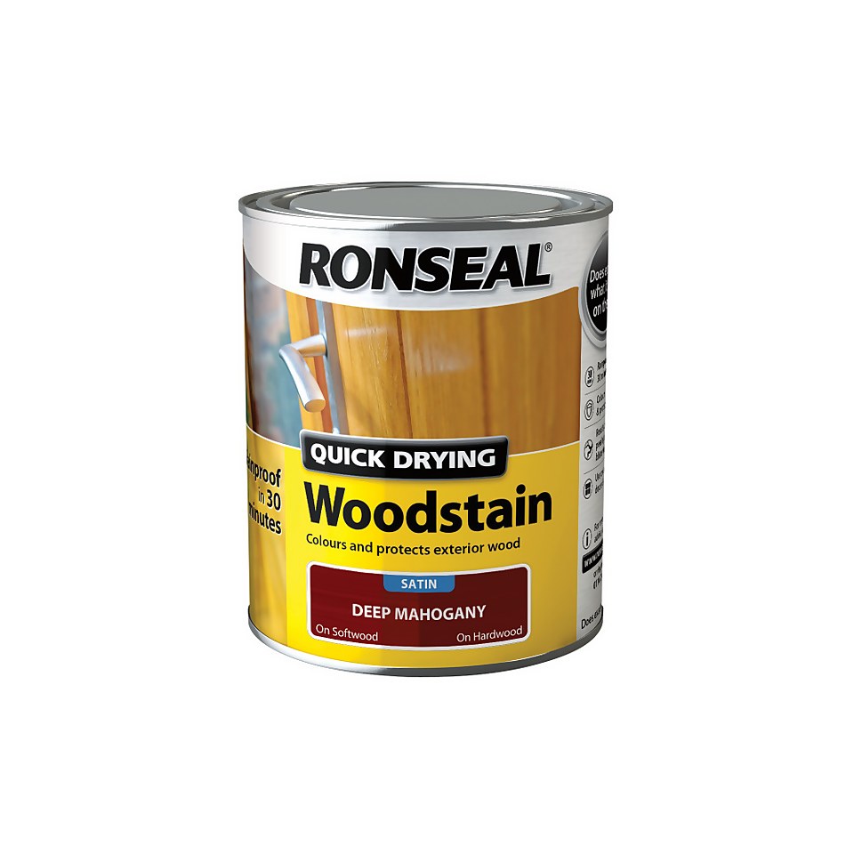 Ronseal Quick Drying Woodstain Deep Mahogany Satin - 750ml