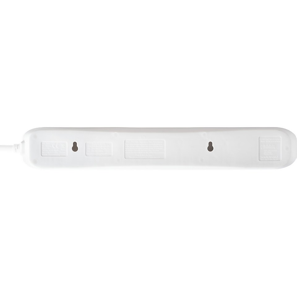 Masterplug 6 Socket Surge Extension Lead 2m White