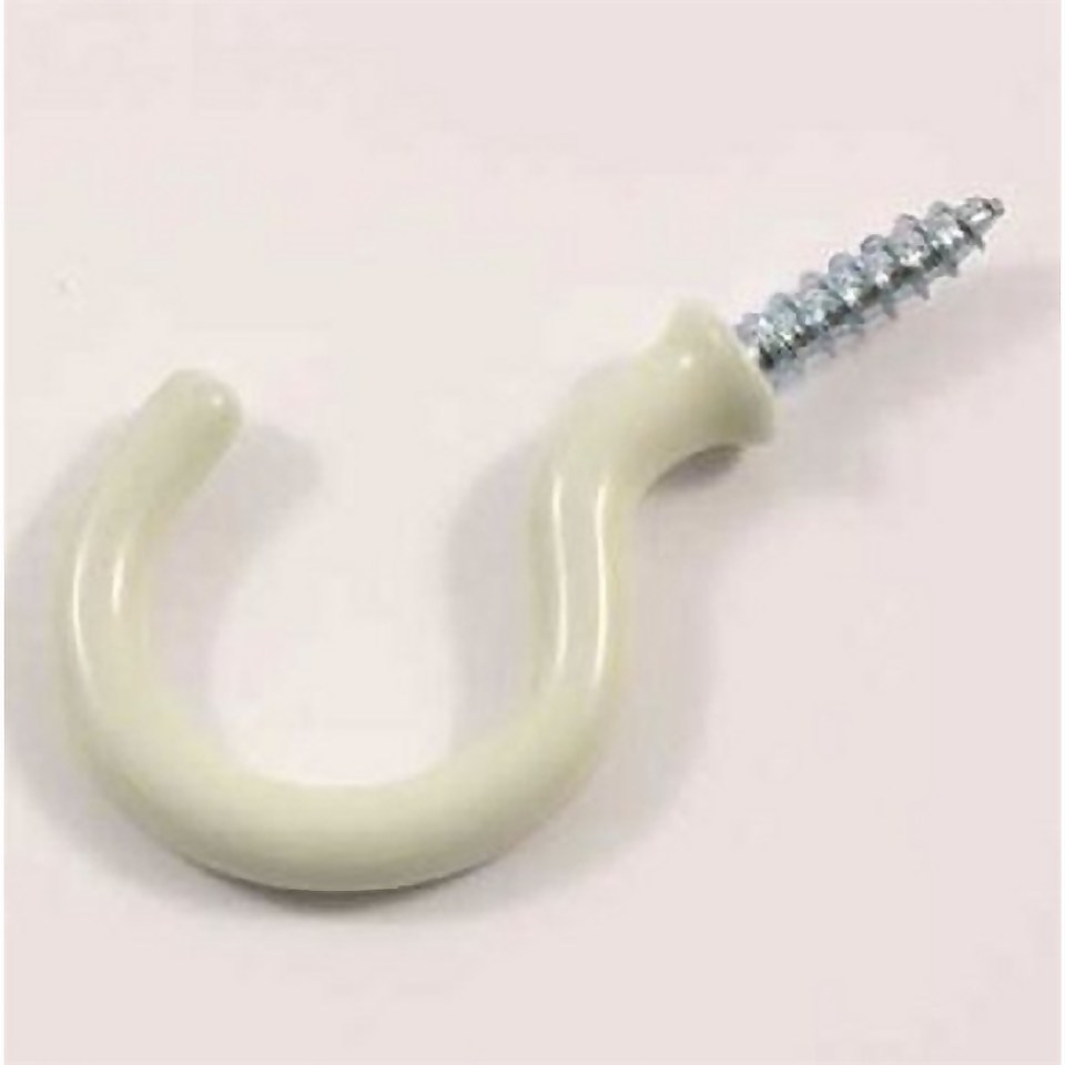 Round Cup Hook - White - 31mm - 4 Pack
