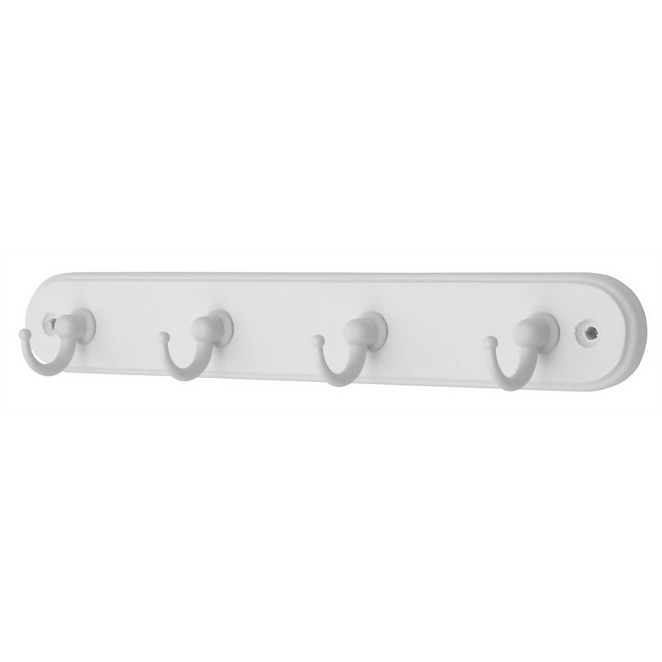 4 Cup Hooks Key Tidy on Rounded White board