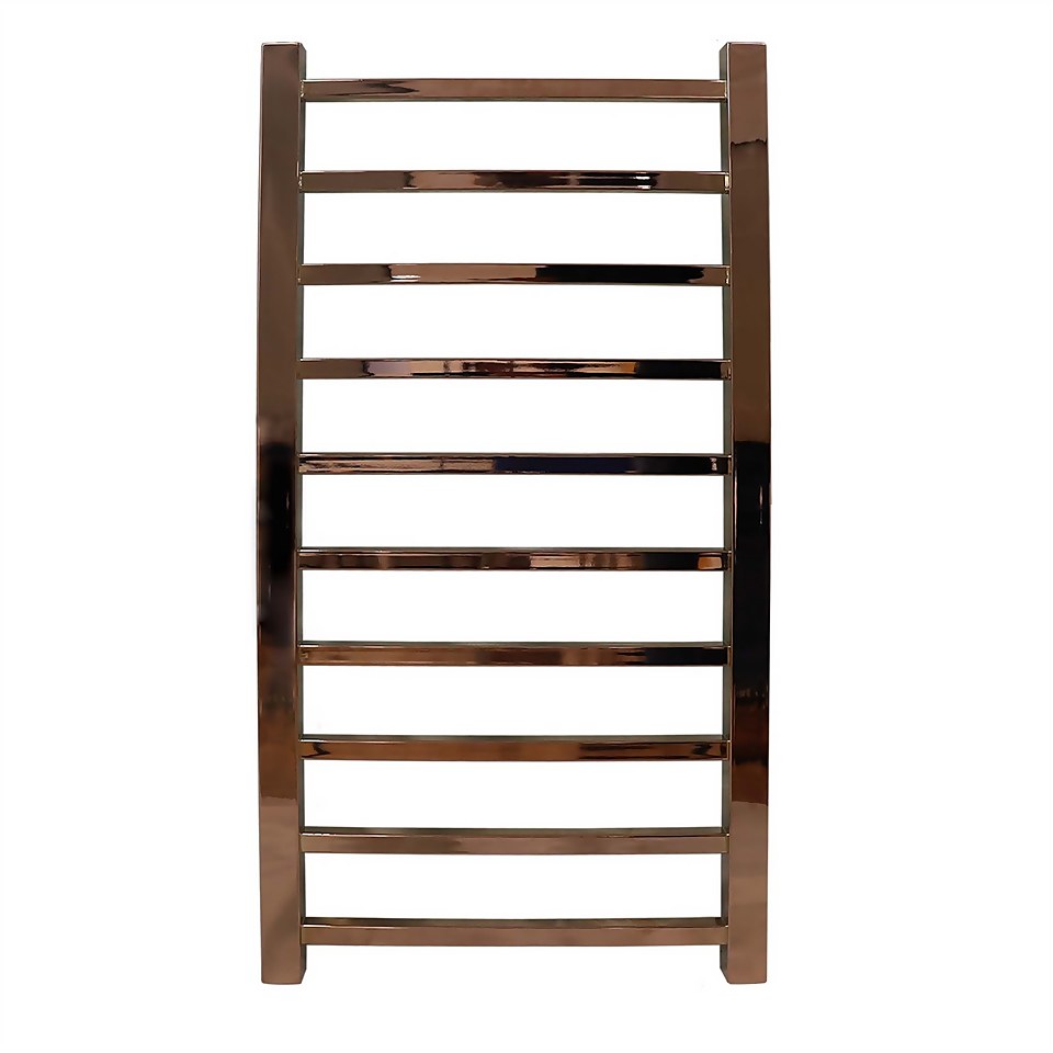 Ladder Style Heated Towel Rail Radiator with10 Horizontal Square Tubes 800mm x 500mm - Copper