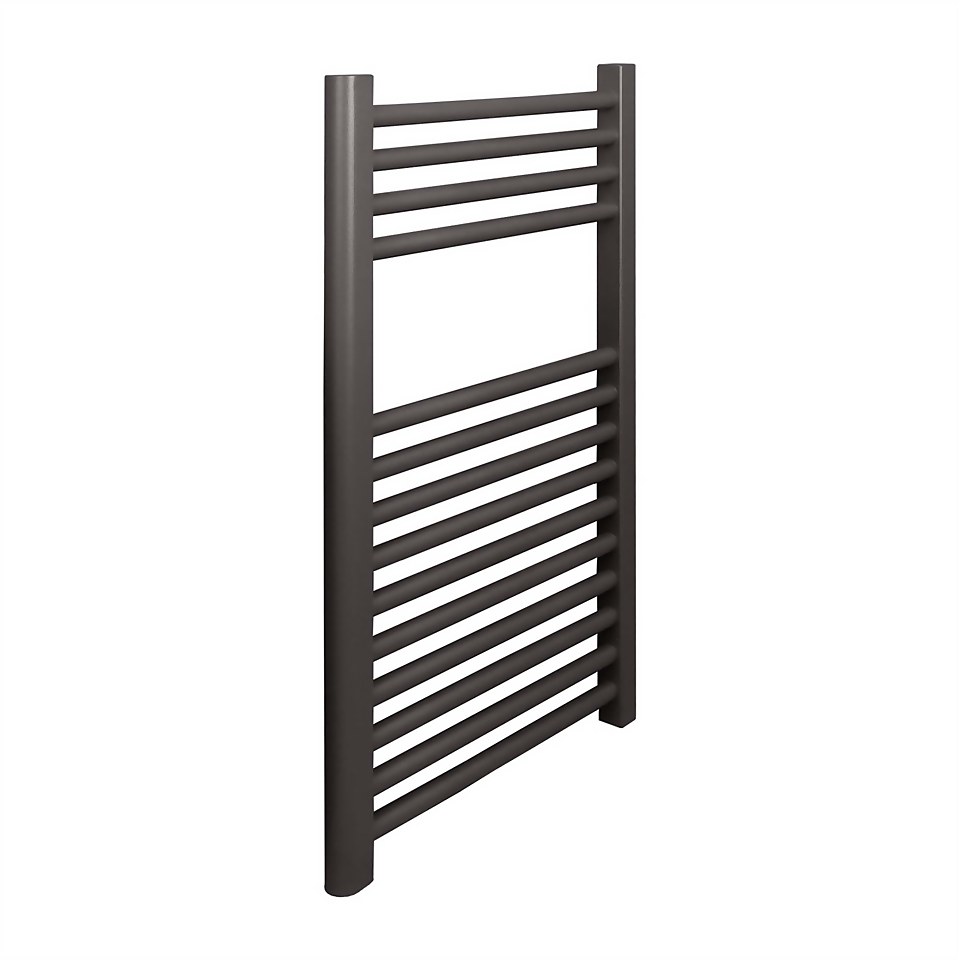 Ladder Style Heated Towel Rail Radiator with 14 Horizontal Round Tubes 750mm x 500mm - Anthracite