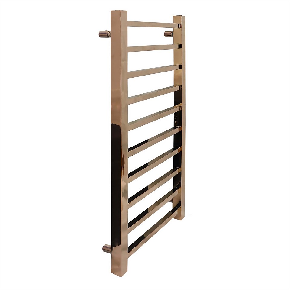 Ladder Style Heated Towel Rail Radiator with 10 Horizontal Square Tubes 500mm x 1200mm - Copper