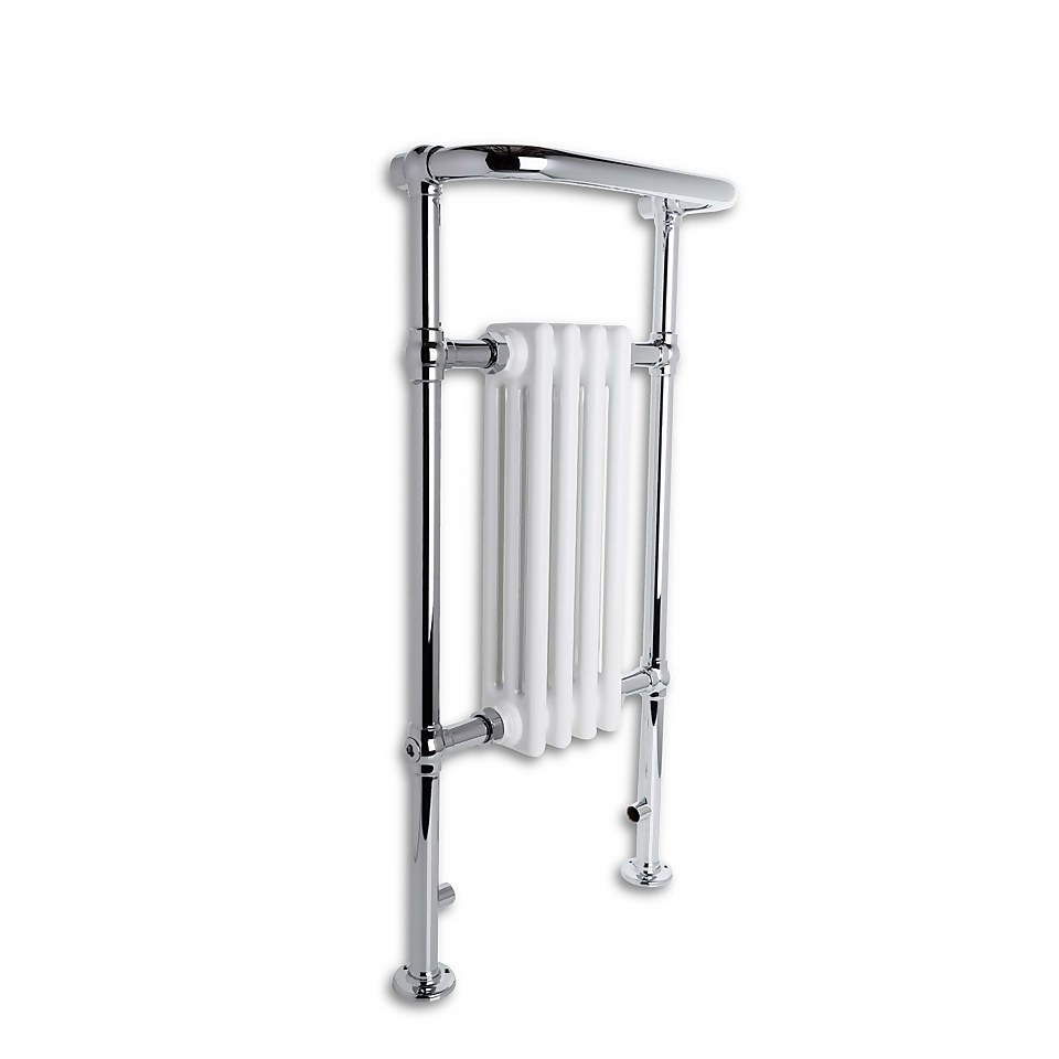 4 Section Traditional Style Towel Radiator - Chrome & White