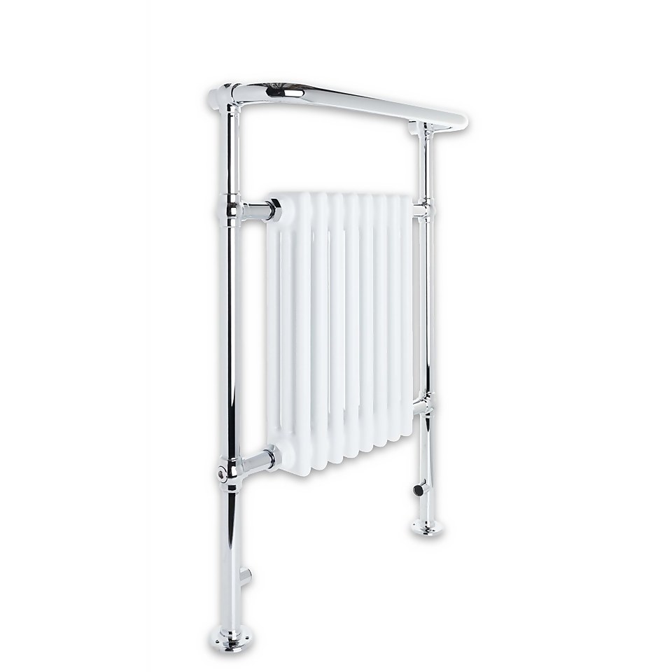 8 Section Traditional Style Towel Radiator - Chrome & White