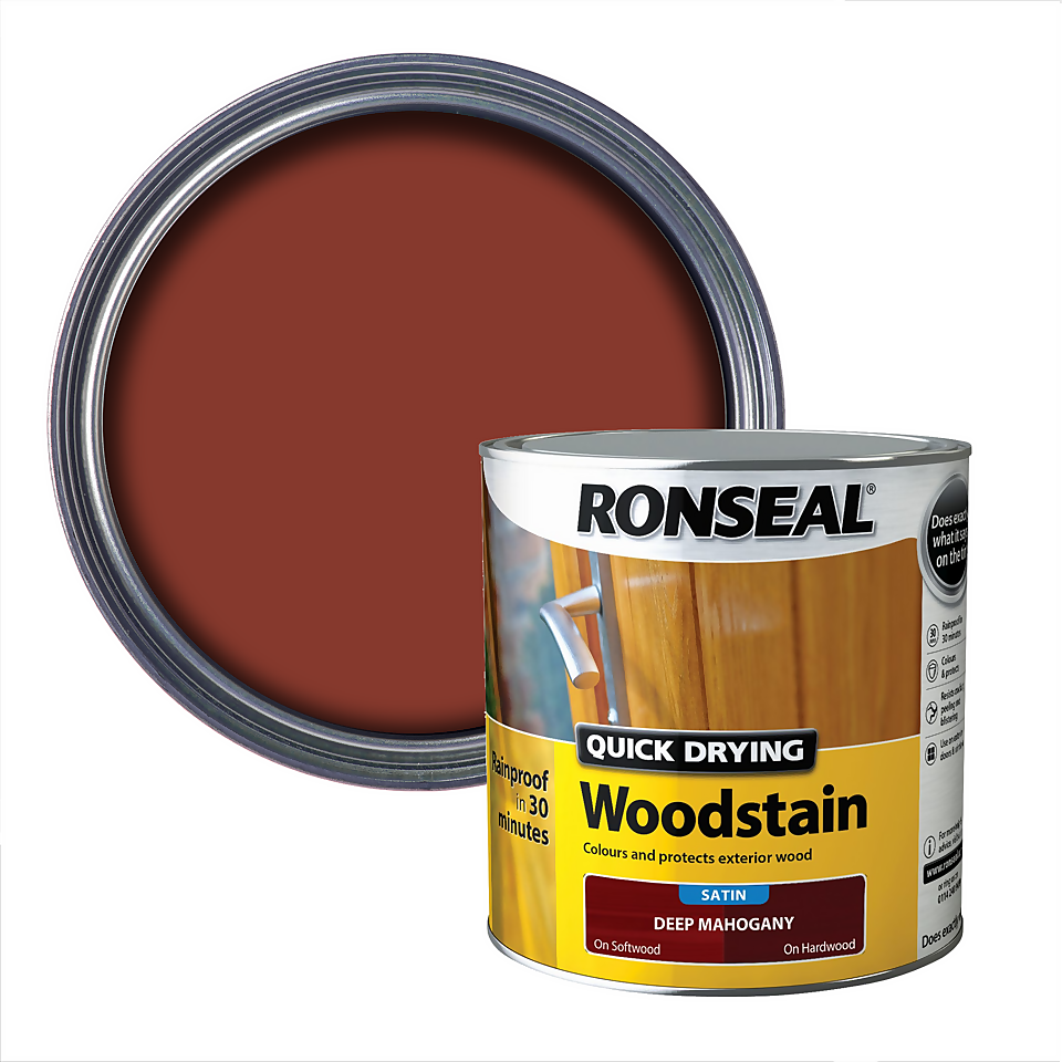 Ronseal Quick Drying Woodstain Deep Mahogany Satin - 2.5L