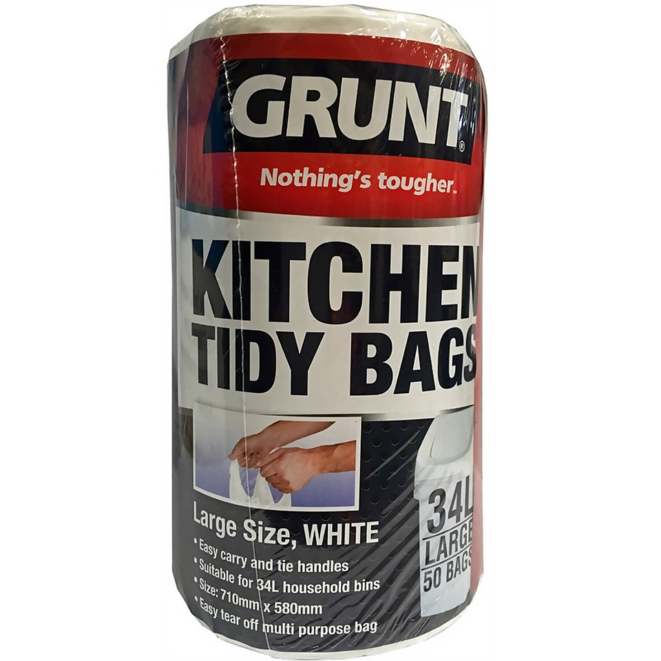 Grunt 34L Kitchen Tidy Bags - White - 50 Pack