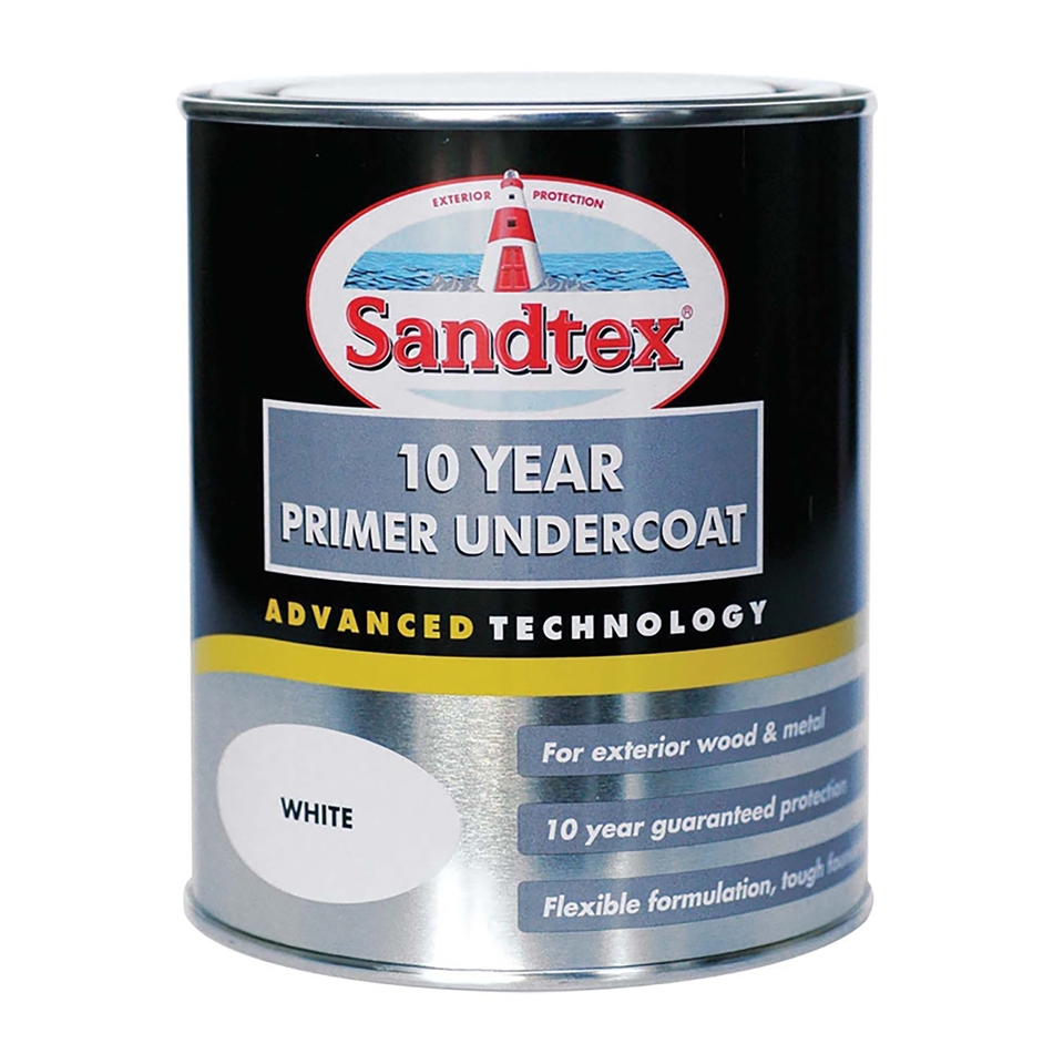 Sandtex 10 Year Wood & Metal Primer Undercoat White - 750ml