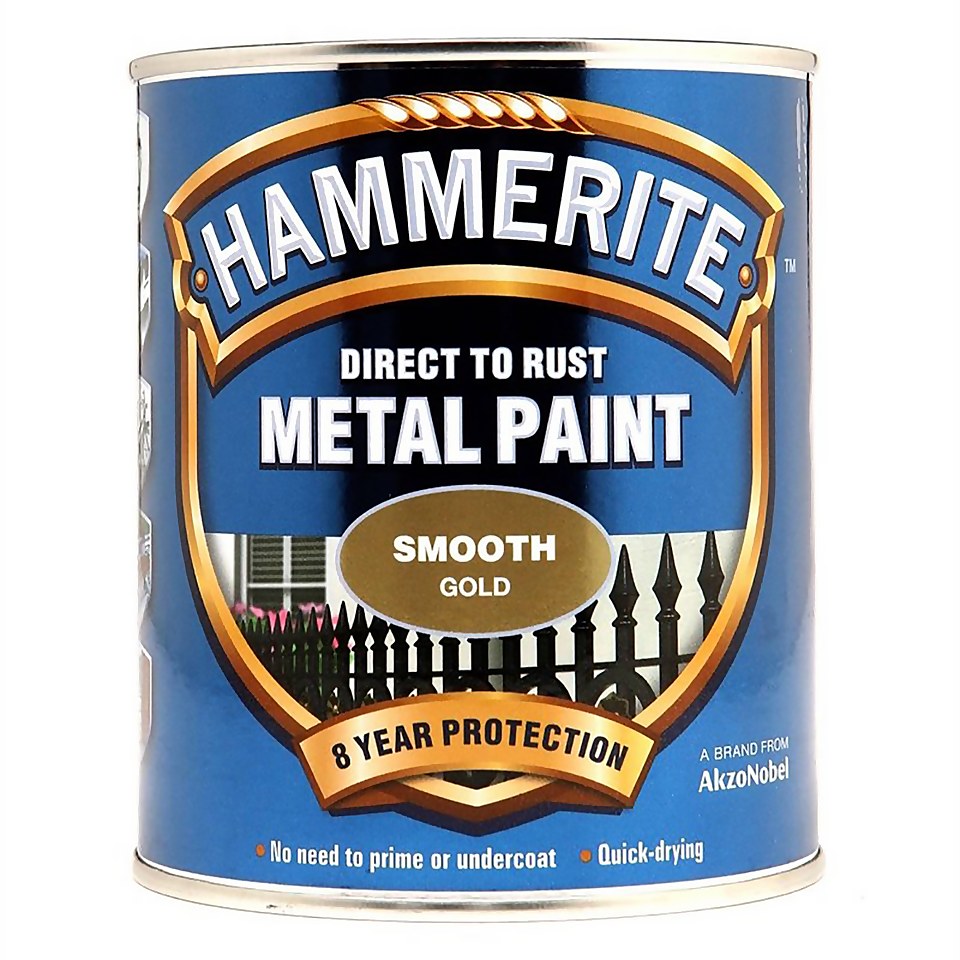 Hammerite Direct To Rust Smooth Gold Metal Paint - 750ml