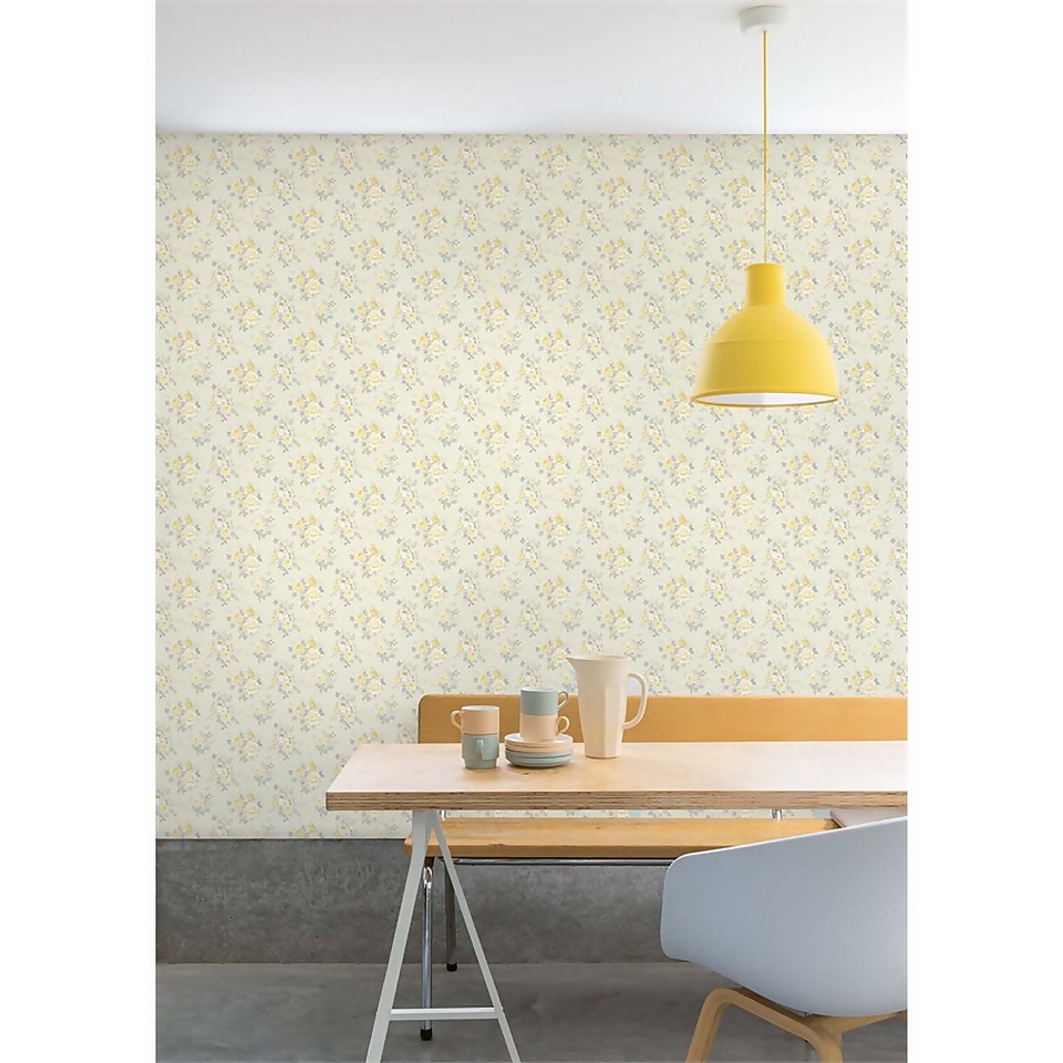Grandeco Butterfly Rose Yellow Paste the Wall Wallpaper