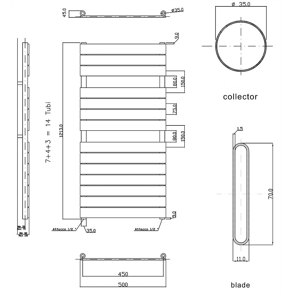 Balterley Flat Panel Radiator - Anthracite