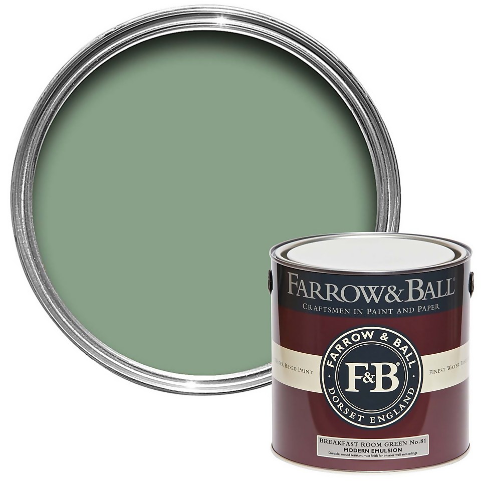 Farrow & Ball Modern Matt Emulsion Paint Breakfast Room Green No.81 - 2.5L