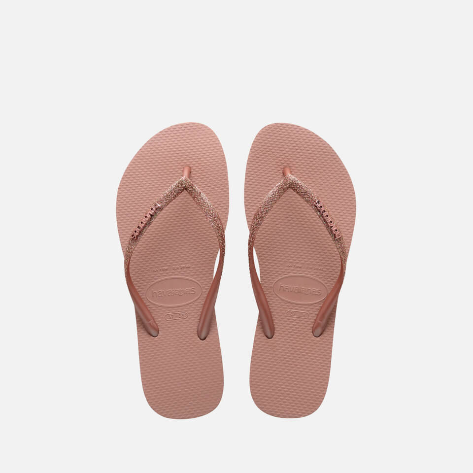 Havaianas Girls' Slim Glitter Flip Flops - Crocus Rose