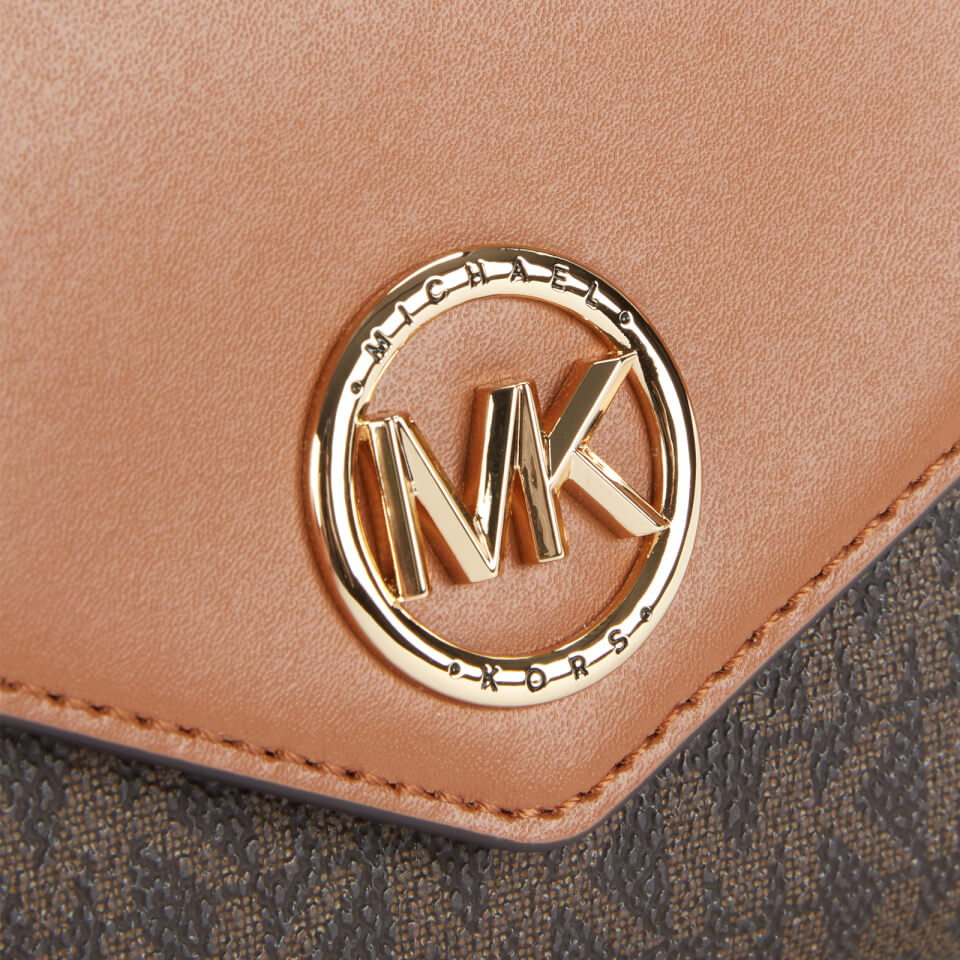 MICHAEL Michael Kors Women's Carmen Large Wallet Chn Cross Body Bag - Brown/Acorn