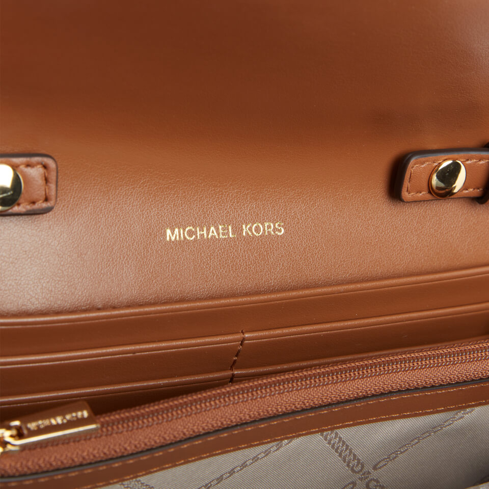 MICHAEL Michael Kors Women's Carmen Large Wallet Chn Cross Body Bag - Brown/Acorn