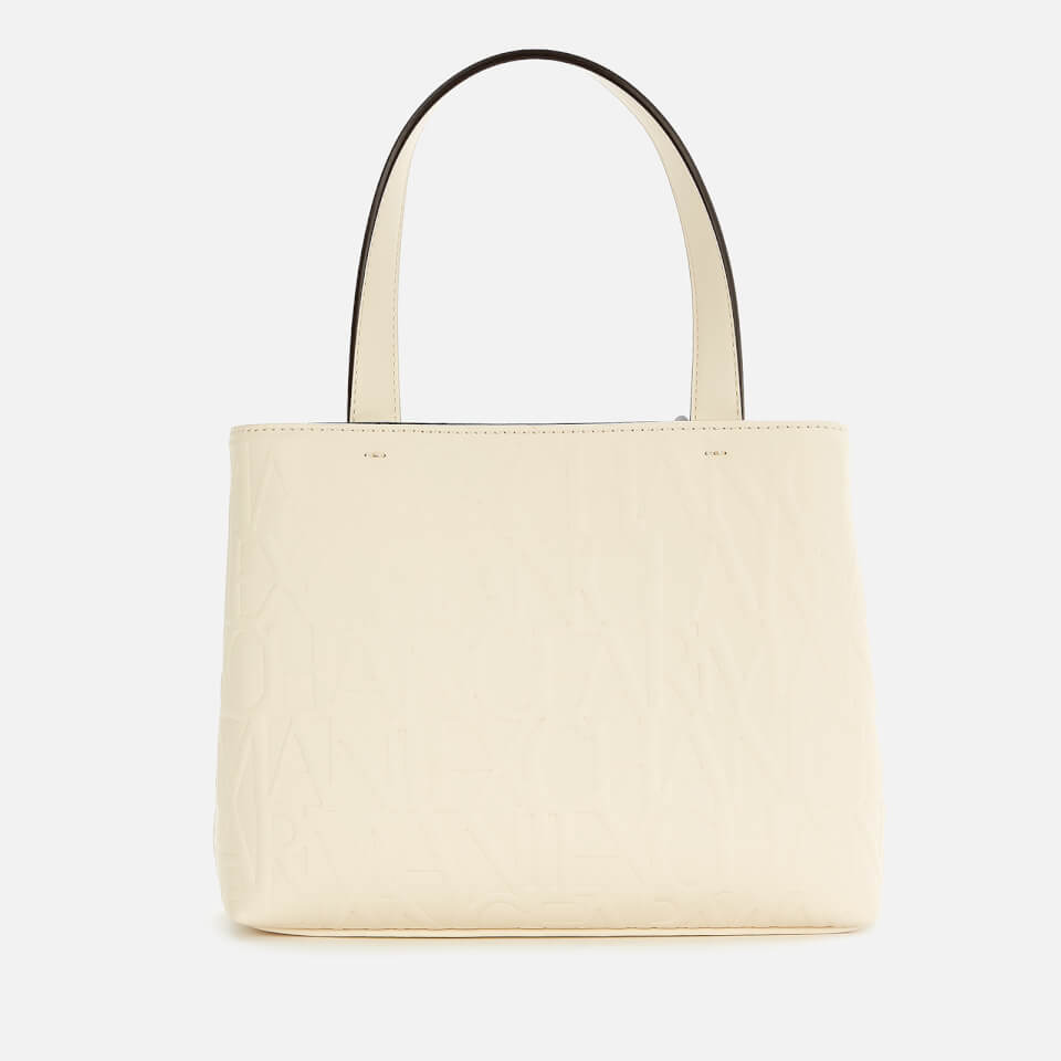 Armani Exchange Women's Small Open Monogram Shopper Bag - White