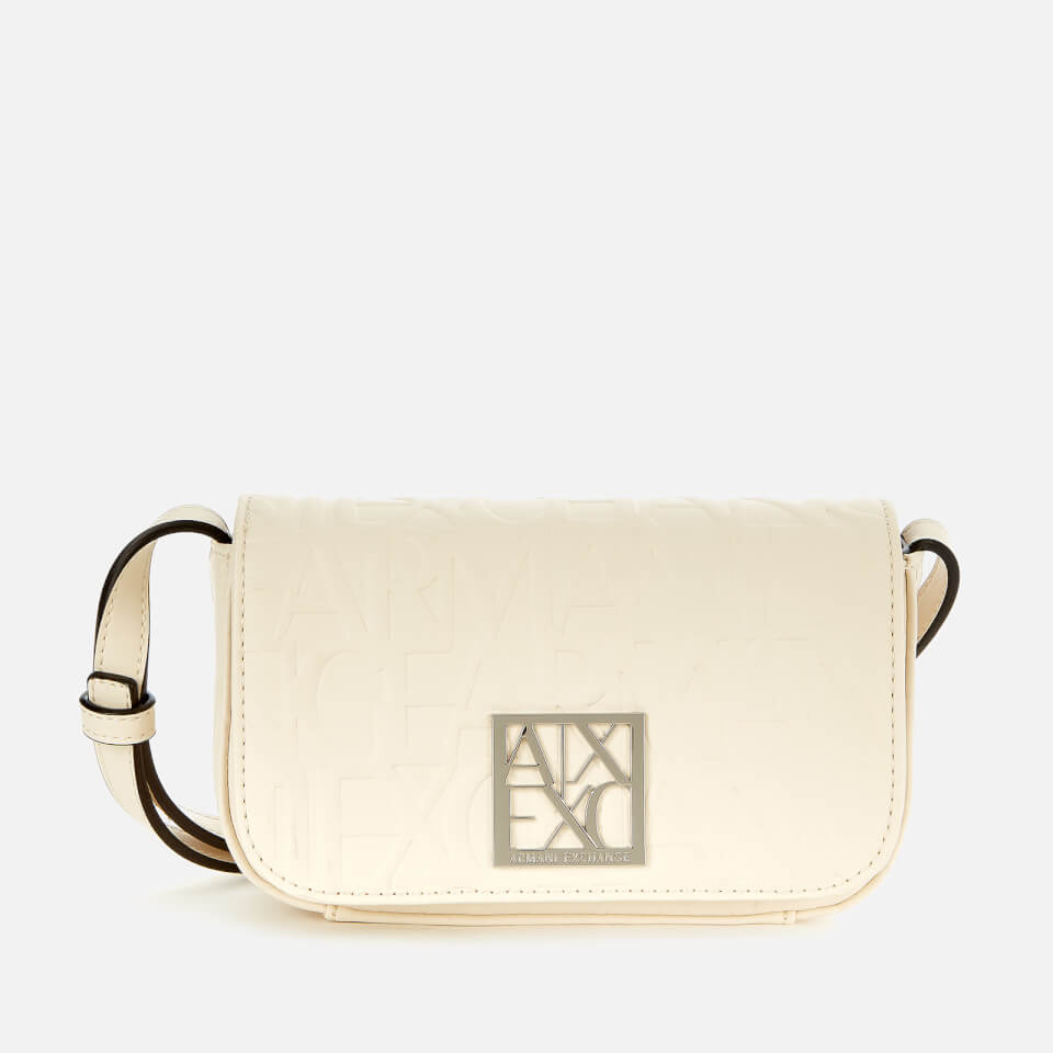 Armani Exchange Women's Small Monogram Cross Body Bag - White