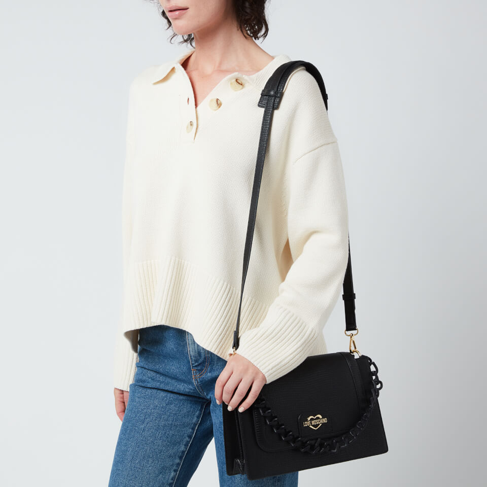 Love Moschino Women's Snake Print Shoulder Bag - Black