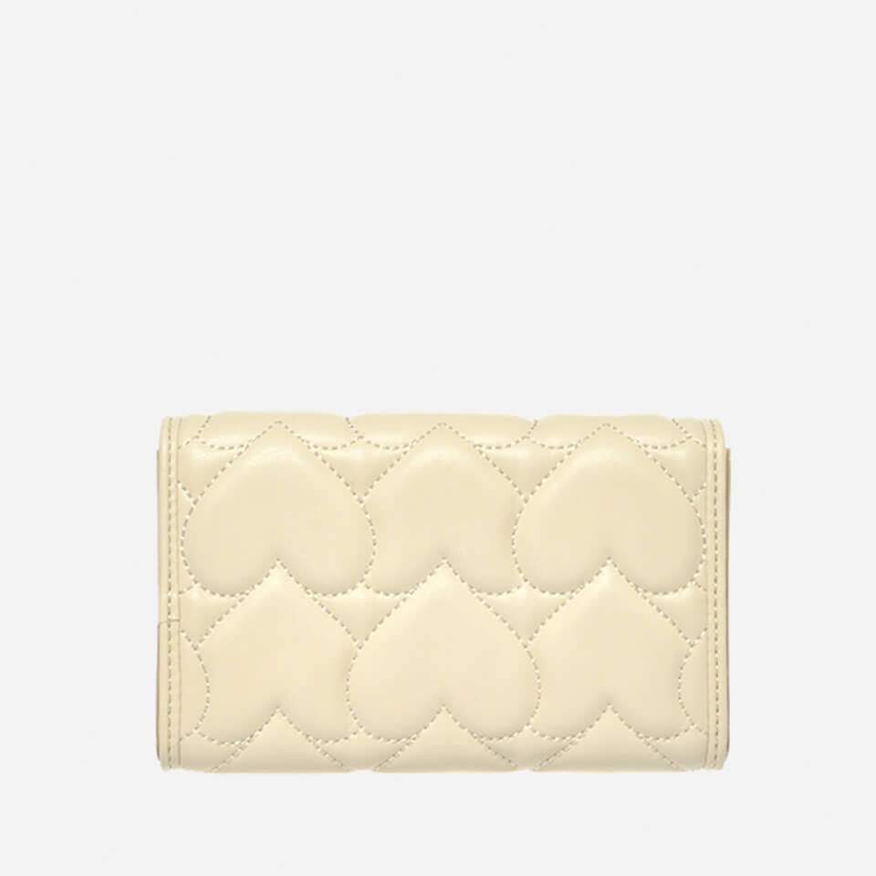 Love Moschino Women's Heart Quilt Small Zip Wallet - Ivory