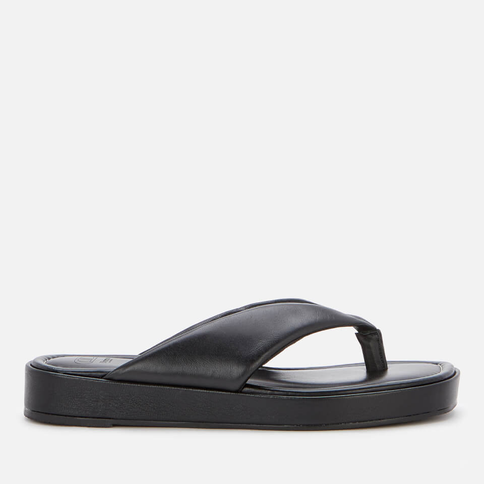 Dune Women's Longisland Leather Toe Post Sandals - Black - UK 3