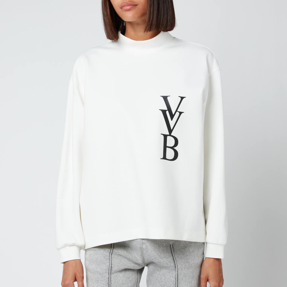 Victoria Victoria Beckham Women s 3D Logo Ponti Jersey Sweatshirt Ivory Coggles