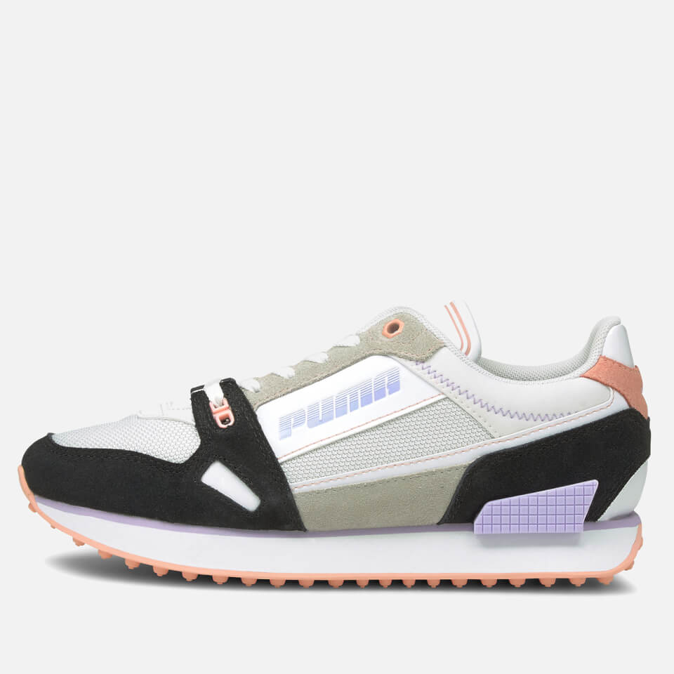 Puma Women s Mile Rider Power Play Running Style Trainers Puma White Puma Black Apricot Blush UK 3 Allsole