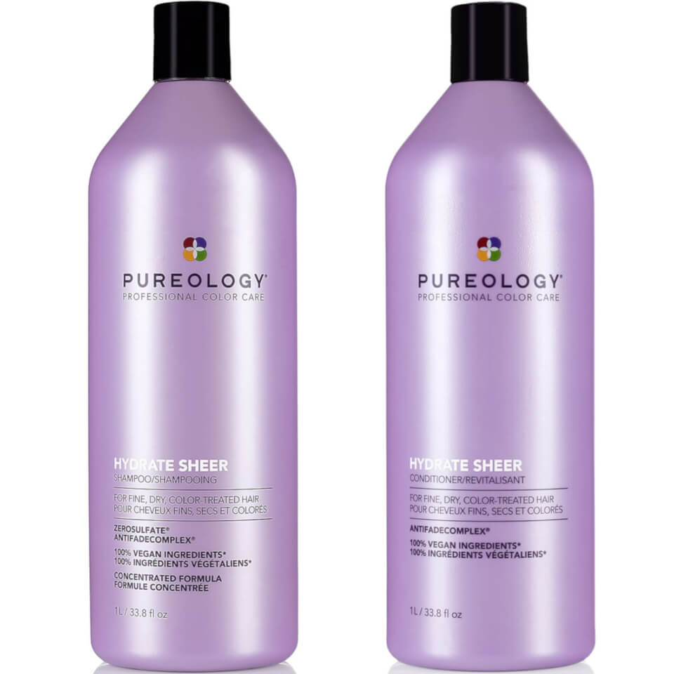 Pureology Hydrate Sheer Shampoo and Conditioner Supersize Bundle for Fine, Dry Hair, Sulphate Free for a Gentle Cleanse