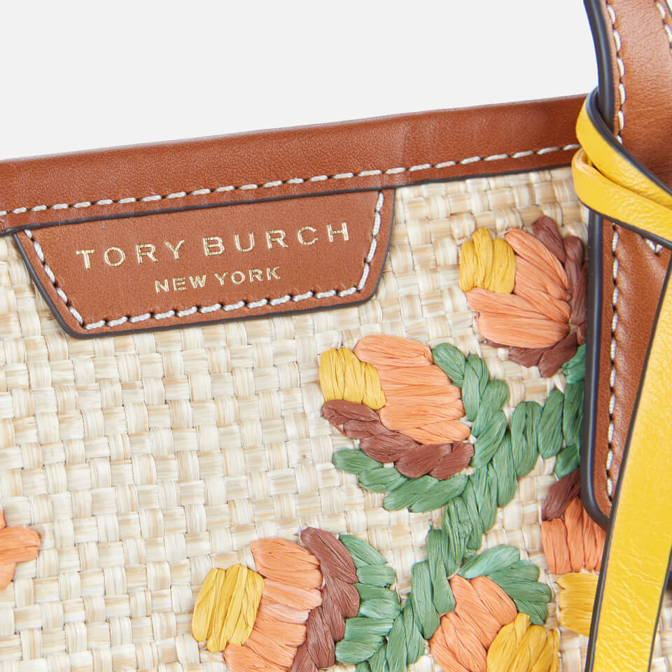 Tory Burch Women's Perry Straw Embroidered Tote Bag - Natural