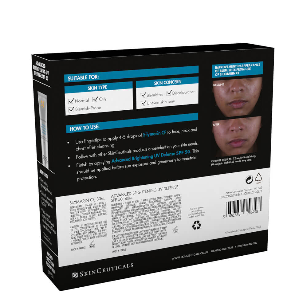 SkinCeuticals Double Defence Silymarin CF Kit for Oily, Blemish-Prone Skin