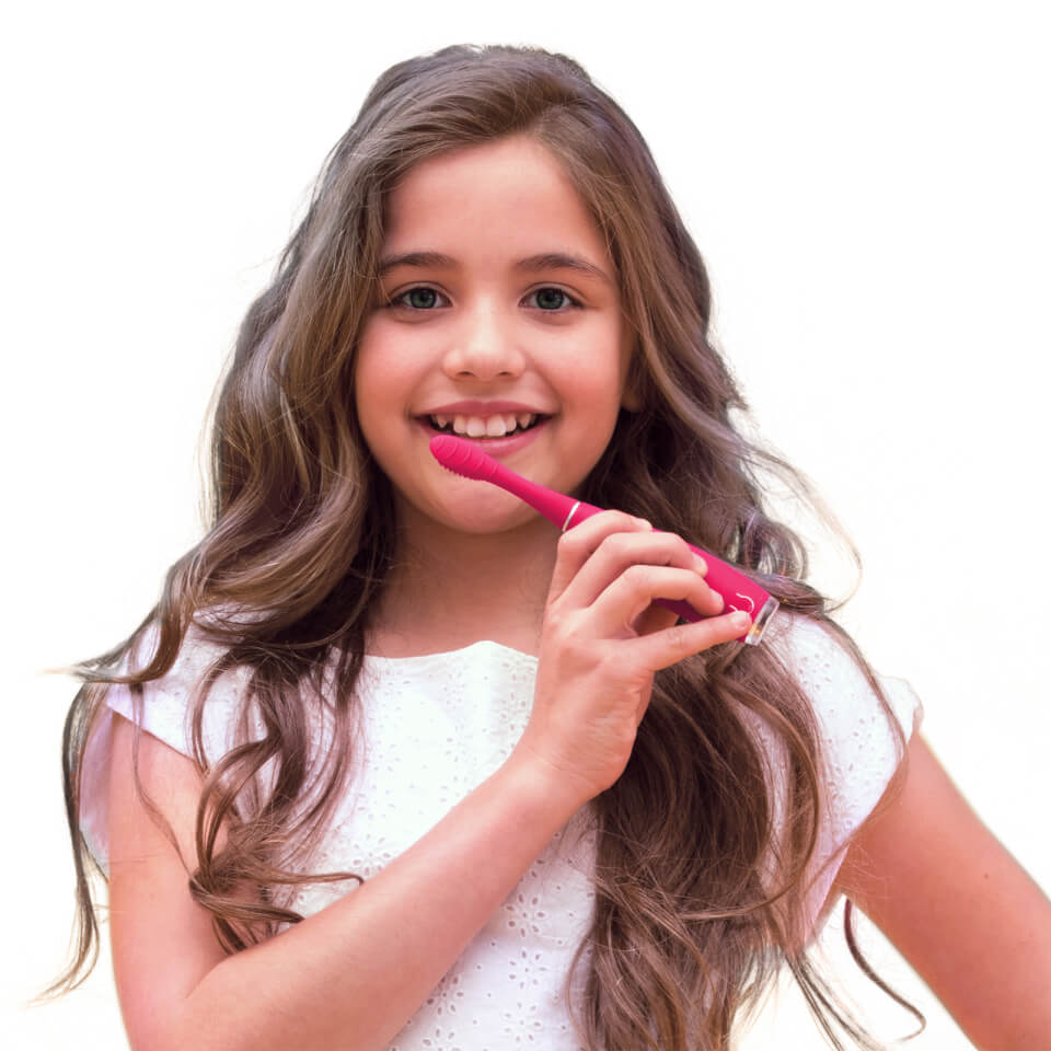 FOREO ISSA Kids' Sonic Toothbrush for Ages 5 to 12 - Rose Nose Hippo