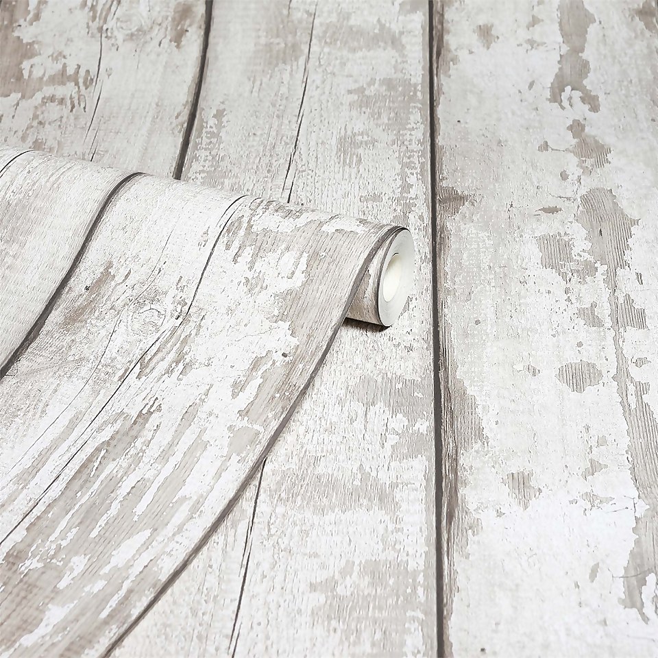 White Washed Wood Artistick Wallpaper